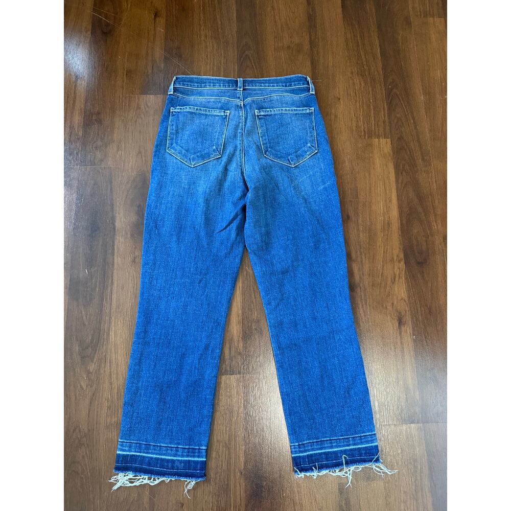 L'Agence Harris Frayed High Rise Cropped Jeans Sz 28 Dark Wash Denim Casual - Picture 3 of 8